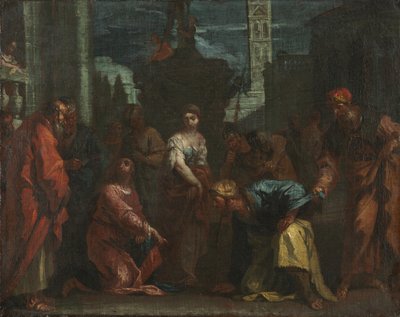 Kristus och kvinnan tagen i äktenskapsbrott av follower of Sebastiano Ricci