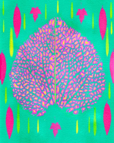 Neonfärgat botaniskt blad av giovanna nicolo