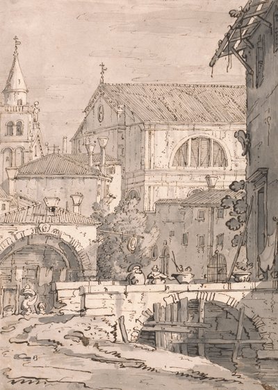Venetian Fantasy av imitator of Canaletto