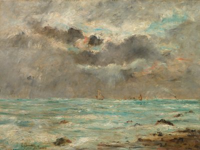 Kusten vid Trouville av imitator of Eugène Boudin