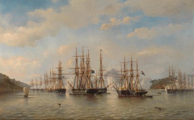 Holländska, engelska, franska och amerikanska skvadroner i japanska vatten under expeditionen ledd av den franske befälhavaren Constant Jaurès, september 1864 av jonkheer Jacob Eduard van Heemskerck