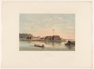 Fort Zeelandia i Paramaribo Surinam. Utsikt över Fort Zelandia i Paramaribo (titel på objekt) av jonkheer Jacob Eduard van Heemskerck