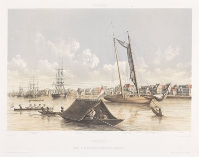 Utsikt över vattnet och väggården i Paramaribo Utsikter från Nederländernas Västindien (serietitel) av jonkheer Jacob Eduard van Heemskerck