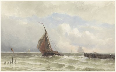 Vlissingens hamn, med inkommande segelfartyg av jonkheer Jacob Eduard van Heemskerck
