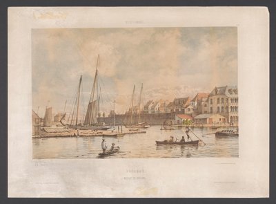 Waaigat och stadsmuren i Willemstad Curacao. Waaigat och stadsmuren Västindien (serietitel på objekt) Utsikter från Nederländernas Västindien (serietitel) av jonkheer Jacob Eduard van Heemskerck