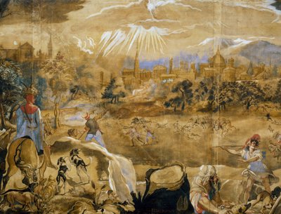 Rådjursjakt (med idealisk utsikt över Florens i bakgrunden), detalj, c.1565 av or Zuccaro Federico Zuccari