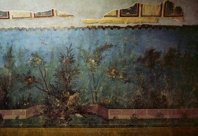 Fresk föreställande en trädgård med träd och fåglar, från huset av Livia på Palatine-kullen, Rom, Italien. romersk civilisation av Unbekannt Unbekannt