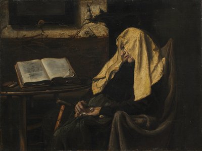 Gammal kvinna sover av possibly France, mid 19th Century
