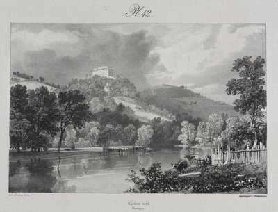 Pittoreska och romantiska resor i det antika Frankrike. Auvergne: Nya slottet av probably by Antoine Louis Barye