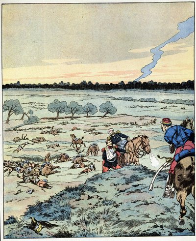 Slagskepp? Det finns inget mer! En generals svar till en officer som begärde förstärkning i slaget vid Reichoffen, känd för sin tunga plikt 1870. Illustration av Job (Jacques Marie Gaston Onfray och Breville) (Jacques-Marie) (1858-1931) för t. av pseudonym for Onfray de Breville Jacques Job