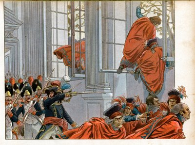 Konsulat: Joachim Murat (1767-1815) går in i Chamber of the Council of Five Cents (Five Cents) (Room of the 500) med 50 män för att driva ut senatorerna under 18-dimmans statskupp (9/11) /1799) som avslutade direktionen och födde den av pseudonym for Onfray de Breville Jacques Job