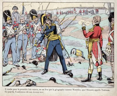 Första imperiet: representation av general Pierre Cambronne (1770-1842) som uttalar "Vakteren dör men kapitulerar inte"""" vid slaget vid Waterloo av pseudonym for Onfray de Breville Jacques Job