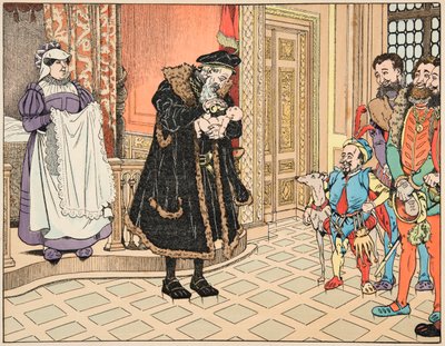 Illustration från boken “Le bon roy Henri””, illustrerad av Jacques Marie Gaston Onfray de Breville dit JOB (1858-1931): Henri IV:s födelse, hans farfar, Henri d