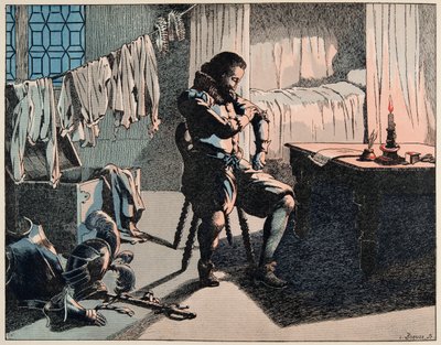 Illustration från boken “” Le bon roy Henri””, illustrerad av Jacques Marie Gaston Onfray de Breville dit JOB (1858-1931): 1589 blev Henri kung av Frankrike, men utan pengar - Privat samling av pseudonym for Onfray de Breville Jacques Job
