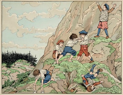 Illustration hämtad från boken "" Le bon roy Henri"", illustrerad av Jacques Marie Gaston Onfray de Breville dit JOB (1858-1931): Henri IV:s barndom med bönderna - Privat samling av pseudonym for Onfray de Breville Jacques Job