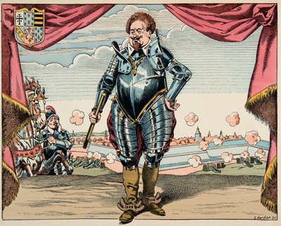 Illustration hämtad från boken "Le bon roy Henri", illustrerad av Jacques Marie Gaston Onfray de Breville dit JOB (1858-1931): Porträtt av Charles de Lorraine (1554-1611), hertig av Mayenne, militärledare för förbundet, fiende av Henri IV - Privat samling av pseudonym for Onfray de Breville Jacques Job