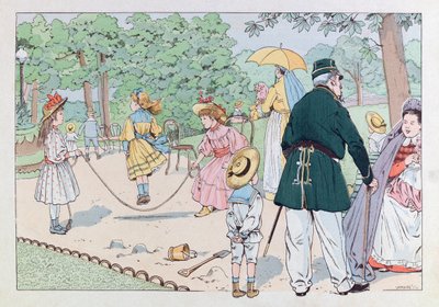 Jacques Marie Gaston Onfray de Breville dit JOB (1858 - 1931); Illustration från boken "" Les epies de France"": The Guardian of Square på 1800-talet; Coll, del av pseudonym for Onfray de Breville Jacques Job