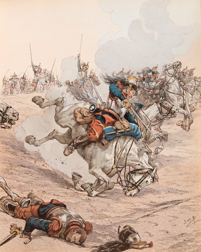 Jacques Marie Gaston Onfroy de Breville dit JOB (1858-1931) - Ansvar för slagskeppen vid slaget vid Reichshoffen (eller Fréeschwiller Woerth) 1870, privat samling av pseudonym for Onfray de Breville Jacques Job
