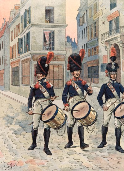 Jacques Marie Gaston Onfroy de Breville dit JOB (1858-1931) - Alltid franska truppers utrustning: Trummor från Nationalgardet i Paris (1814 - 1815), Privat samling av pseudonym for Onfray de Breville Jacques Job