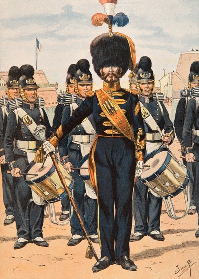 Jacques Marie Gaston Onfroy de Breville dit JOB (1858-1931) - Alltid franska truppers utrustning: Drum Major of Fleet Crews (1837), Privat samling av pseudonym for Onfray de Breville Jacques Job