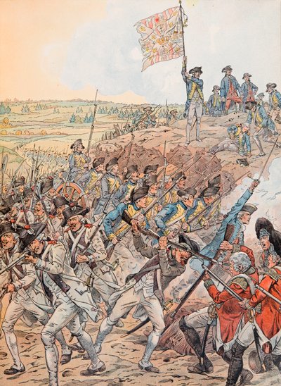Jacques Marie Gaston Onfroy de Breville dit JOB (1858-1931) - Fransmännen under slaget vid Yorktown i oktober 1781 under frihetskriget, privat samling av pseudonym for Onfray de Breville Jacques Job