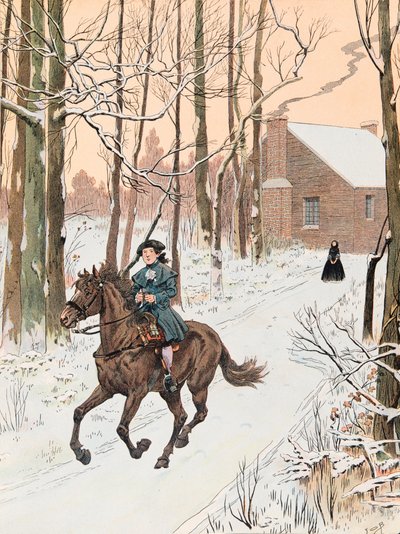 Jacques Marie Gaston Onfroy de Breville dit JOB (1858-1931) - Unge George Washington (1732 - 1799) lämnade familjens hem 1740 för Old Field School, Private Collection av pseudonym for Onfray de Breville Jacques Job
