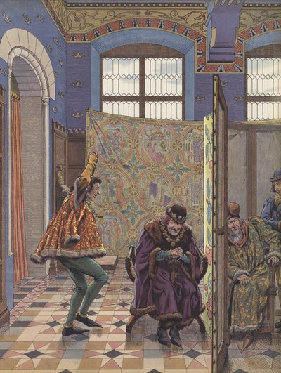 Ludvig XI:s komplott för att skilja burgunderna från deras engelska allierade (färg litho) av pseudonym for Onfray de Breville Jacques Job