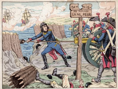 NAPOLEON AT TOULON - (Toulon Siege) 1793 - litografi av Job (Jacques Onfroy de Breville) från "" Le Grand Napoleon des Petites Enfants""" 1893 av pseudonym for Onfray de Breville Jacques Job
