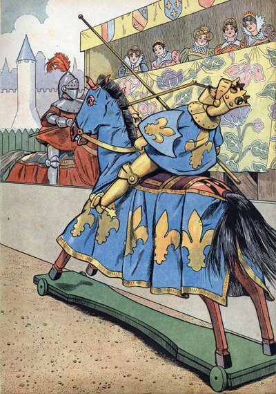 Scen av Frankrikes historia i leksaker: Döden av kungen av Frankrike Henry II (1519-1559). På dagen för sin dotter Elisabeths bröllop med Filip II av Spanien, den 30 juni av pseudonym for Onfray de Breville Jacques Job