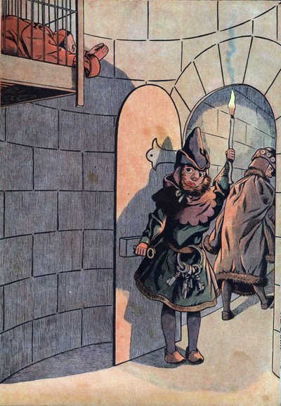 Scen i Frankrikes historia i leksaker: komplott mot kung Ludvig XI (1423-1483) med Charles Le Temeraire, Jean Balue (1421-1491) var inlåst i 11 år i en av kung Ludvig XI:s järnburar den 23 april 1469. I "" Joujoux a l