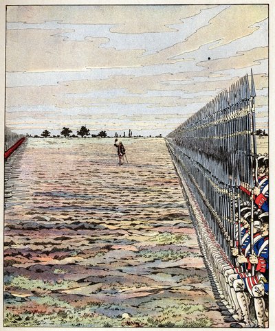 Skjut de första, herrar engelska orden av greven av Auteroche uttalade i slaget vid Fontenoy den 11/05/1745 under det österrikiska tronföljdskriget (1740-1748). Illustration av Job (Jacques Marie Gaston Onfray och Breville) (Jacques-Marie) (185) av pseudonym for Onfray de Breville Jacques Job