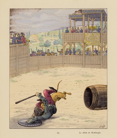 Hunden från Montargis (färglitografi) av pseudonym for Onfray de Breville Jacques Job