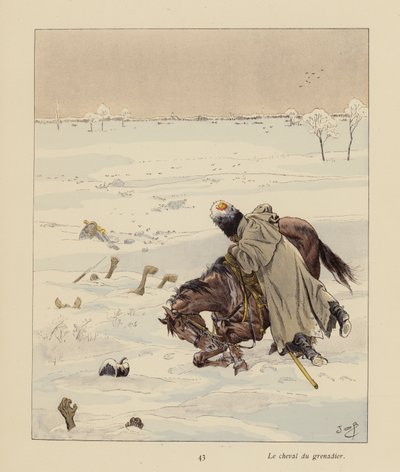 Grenadjärens häst (färglitografi) av pseudonym for Onfray de Breville Jacques Job