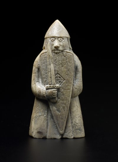Lewis Chesspiece - Berserker (valross elfenben) av school Scandinavian