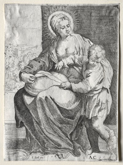 Madonna med den vita korpen av school of Annibale Carracci