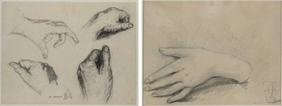 Study of Hands (recto); Studie av en kvinnas hand (verso) av studio of A. W. A. Plâté Studio (Ceylonese)