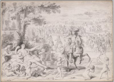 Ludvig XIV tillfångatagen av Venus av studio of Charles Le Brun