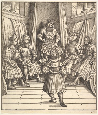 Illustration från den vita kungen Der Weiß König, 1400-1500-talet. av the Elder Hans Burgkmair