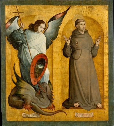 De heliga Mikael och Franciskus, ca. 1505-9. av the Elder Juan de Flandes