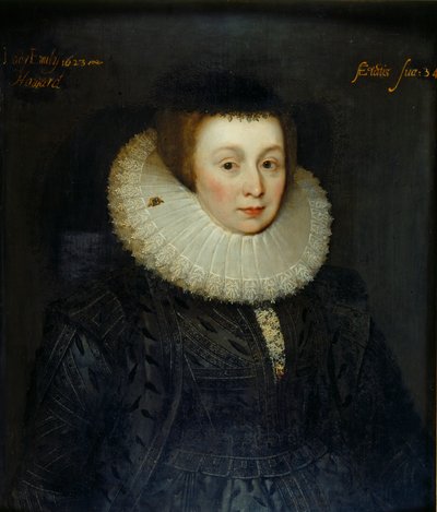 Porträtt av Lady Emily Howard, tidigt 1600-tal av the Younger School of Marcus Gheeraerts