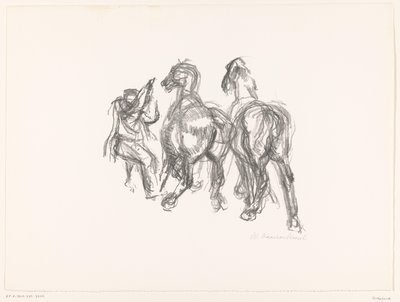 Människor och hästar av unknown (signed by artist)