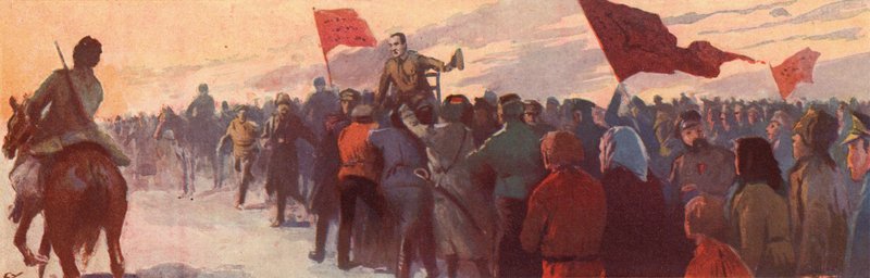 Skara anhängare av den ryske revolutionära ledaren Alexander Kerenskij (färg litho) av (after) Carrey