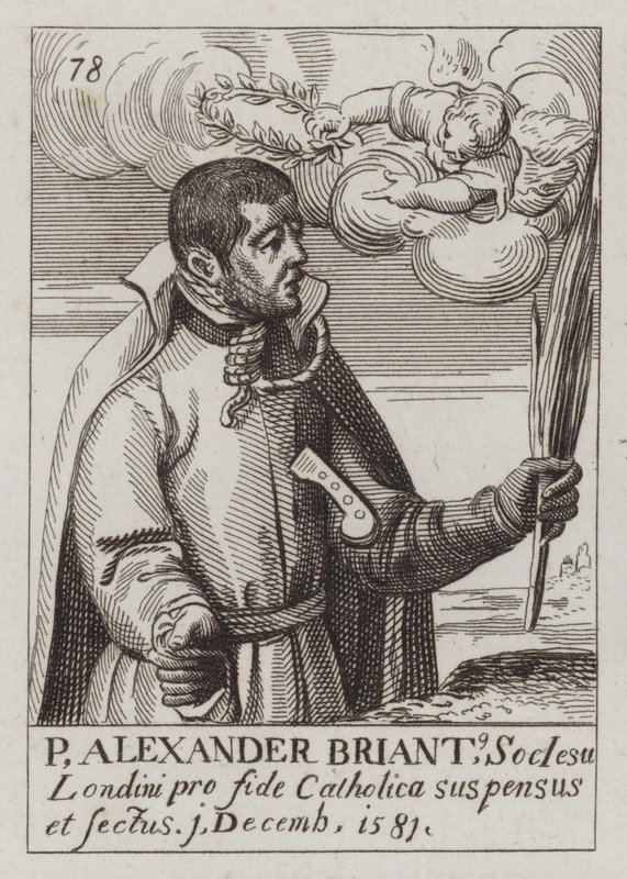 Alexander Briant, engelsk jesuit och katolsk martyr (gravyr) av (after) English School