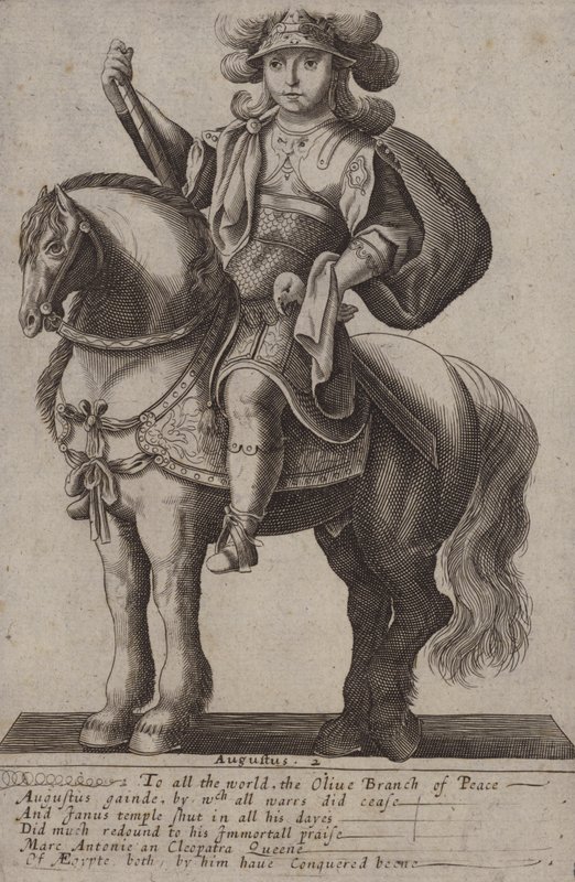 Augustus, romersk kejsare (gravyr) av (after) English School