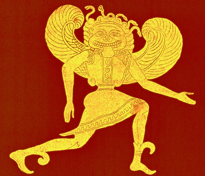Etruskisk gorgon, från Campana-museet, illustration från 