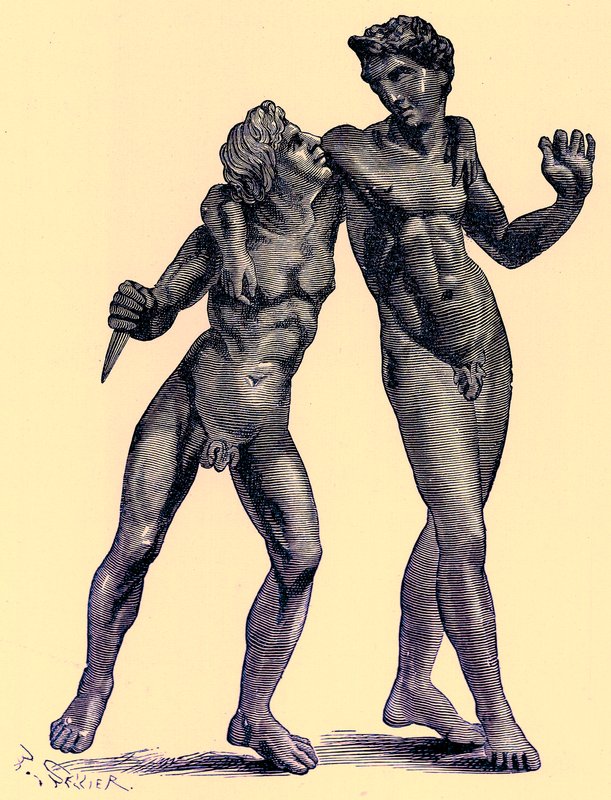 Grupp i brons hittad i Palestrina (Praeneste), illustration från 