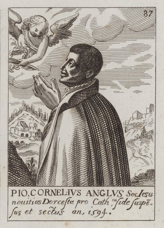 John Cornelius, engelsk jesuit katolsk präst och martyr (gravyr) av (after) English School