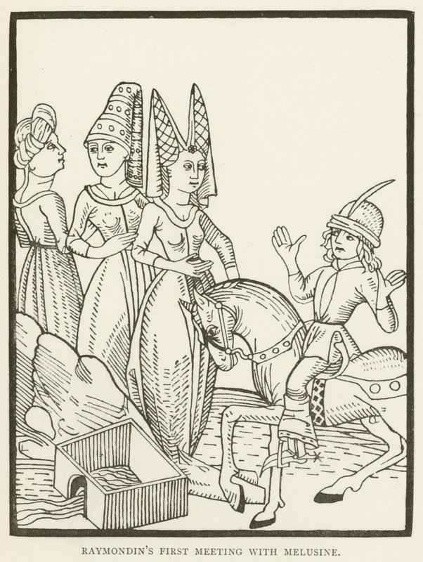 Raymondins första möte med Melusine (gravyr) av (after) English School