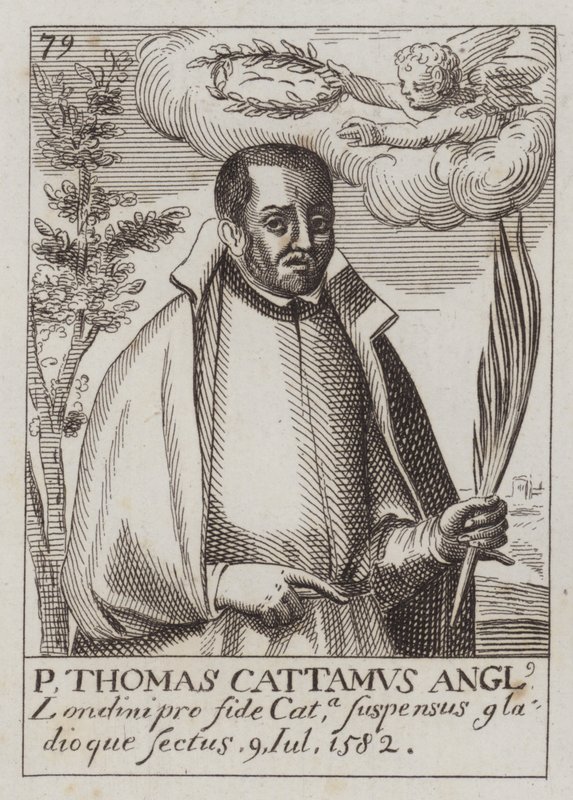 Thomas Cottam, engelsk katolsk präst och martyr (gravyr) av (after) English School