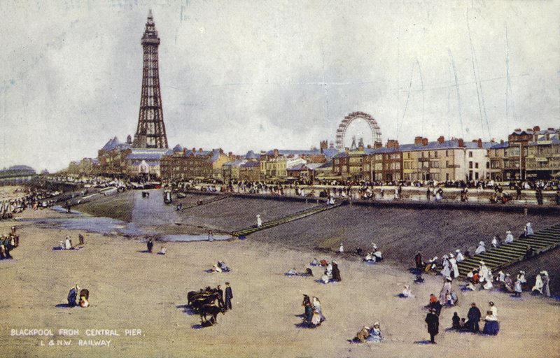 Blackpool från Central Pier (färgad bild) av (after) English photographer